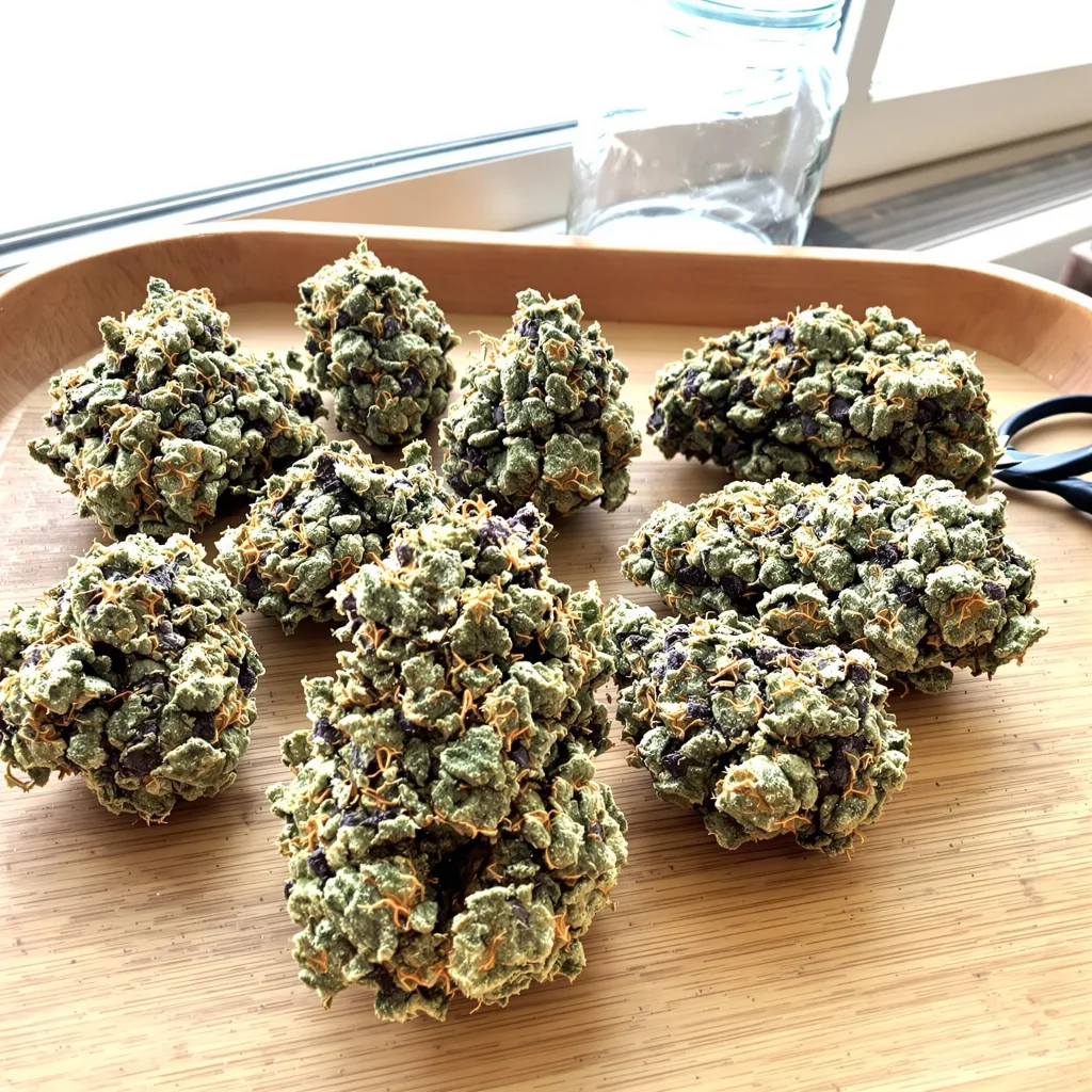 13 Dawgs 38% indica / 62% sativa flower with visible trichomes