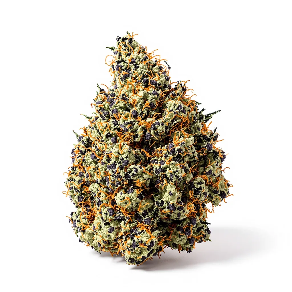 3X Crazy 82% indica / 18% sativa flower with visible trichomes