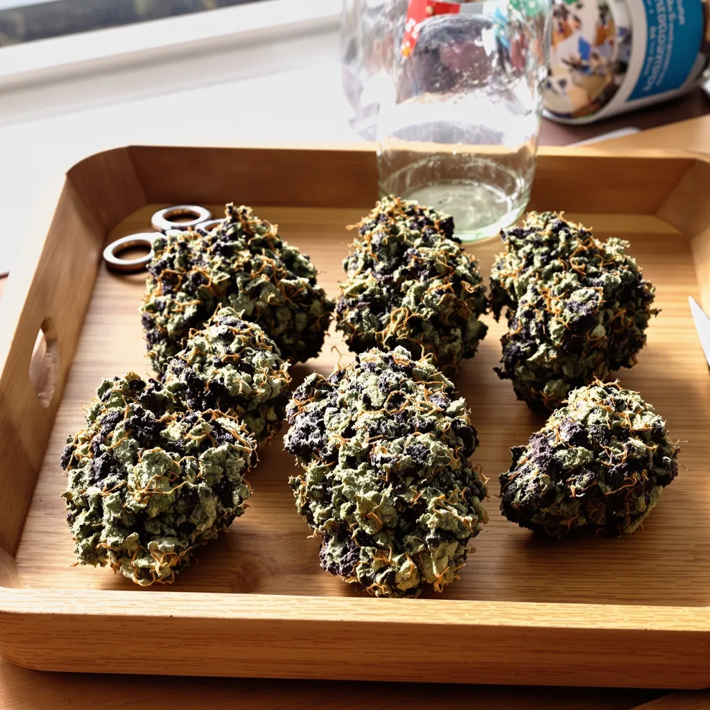 A-10 78% indica / 22% sativa flower with visible trichomes