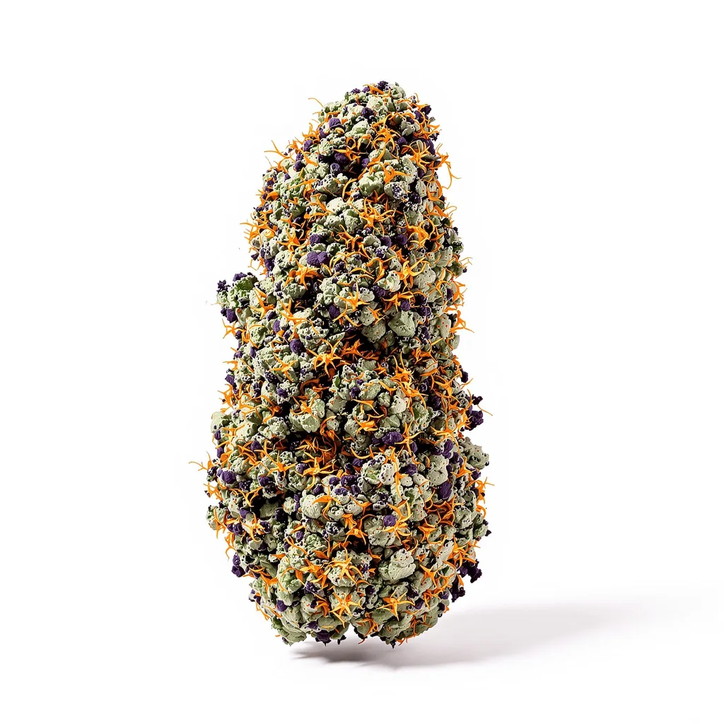 A-10 78% indica / 22% sativa flower with visible trichomes