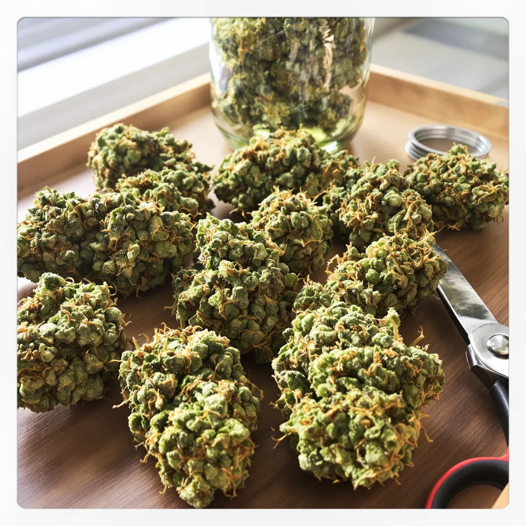 Acapulco Gold 22% indica / 78% sativa flower with visible trichomes