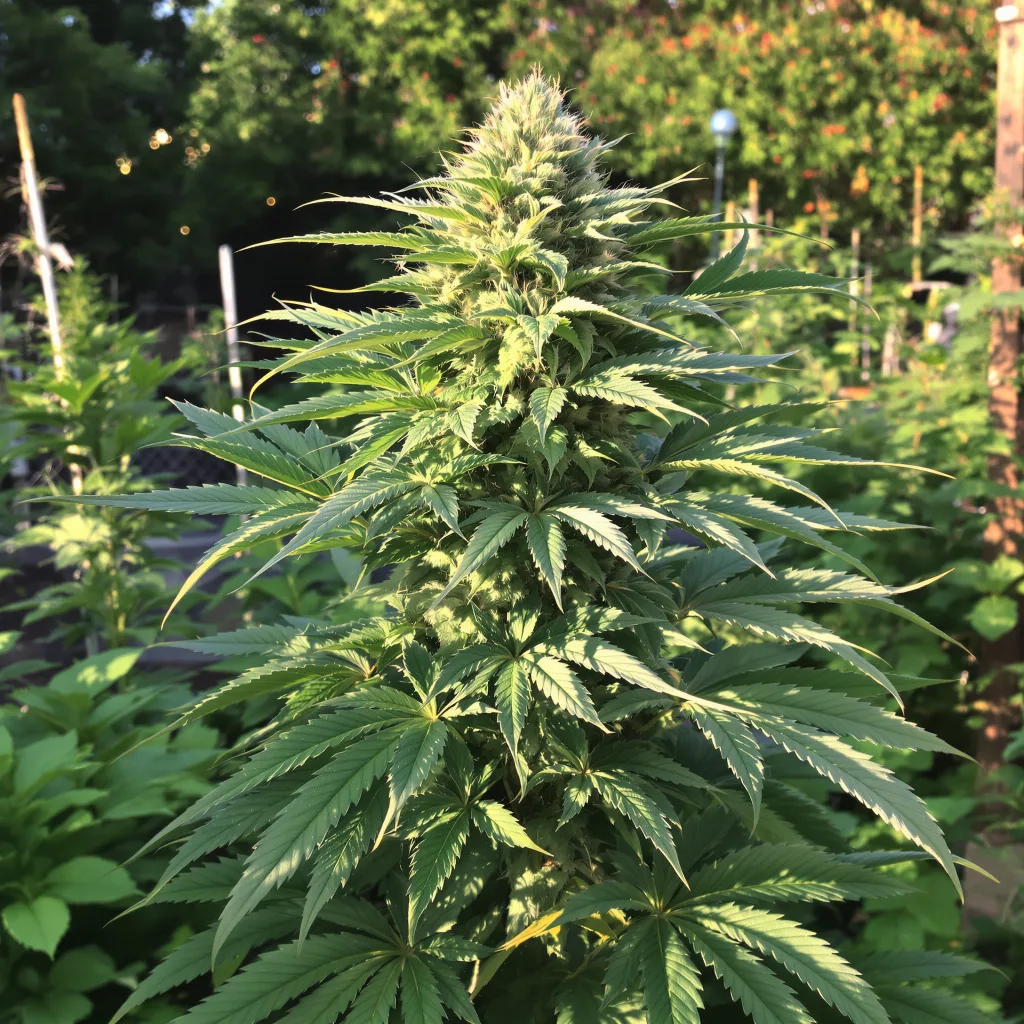 Ace of Spades 66% indica / 34% sativa flower with visible trichomes