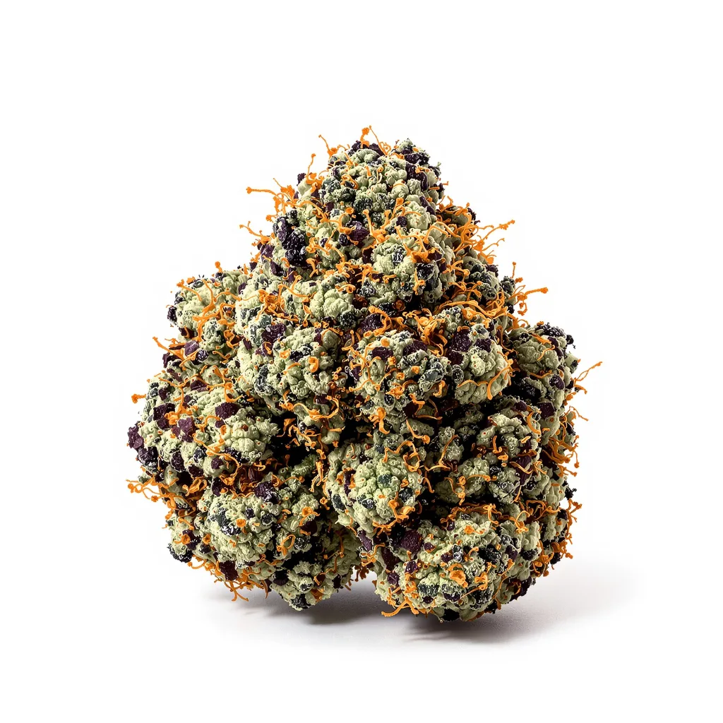 Afgooey 65% indica / 35% sativa flower with visible trichomes