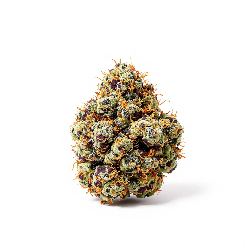 Afgooey 65% indica / 35% sativa flower with visible trichomes
