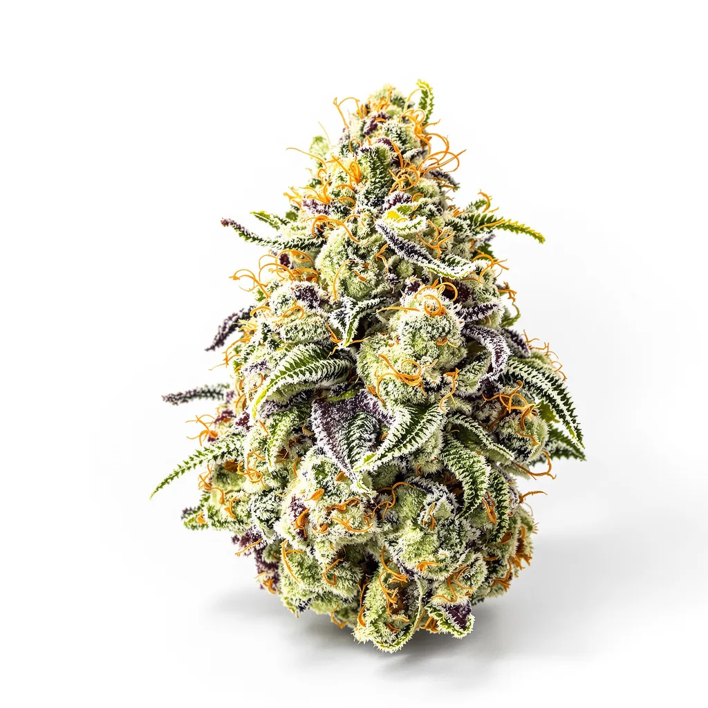 AK-47 48% indica / 52% sativa flower with visible trichomes
