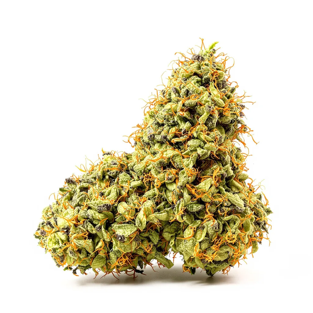 AK 6% indica / 94% sativa flower with visible trichomes