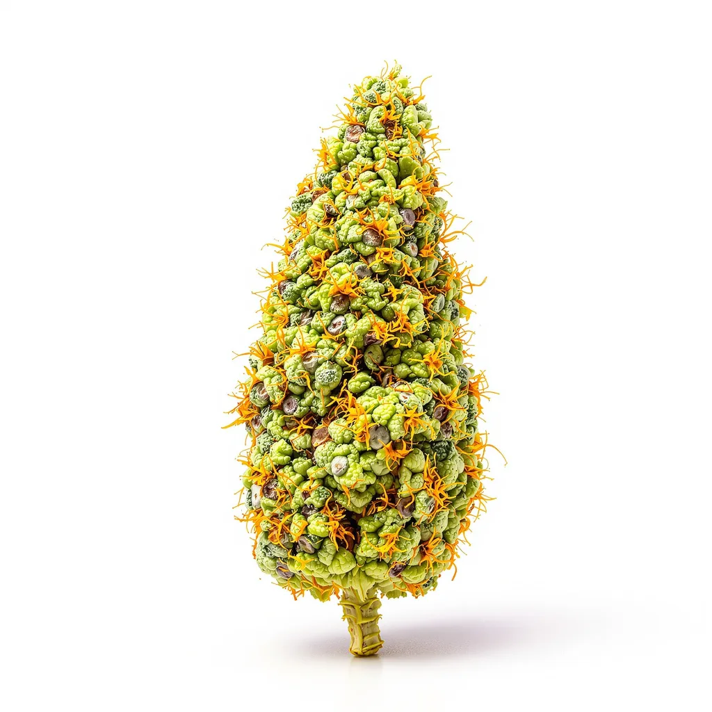 Alaskan Ice 6% indica / 94% sativa flower with visible trichomes