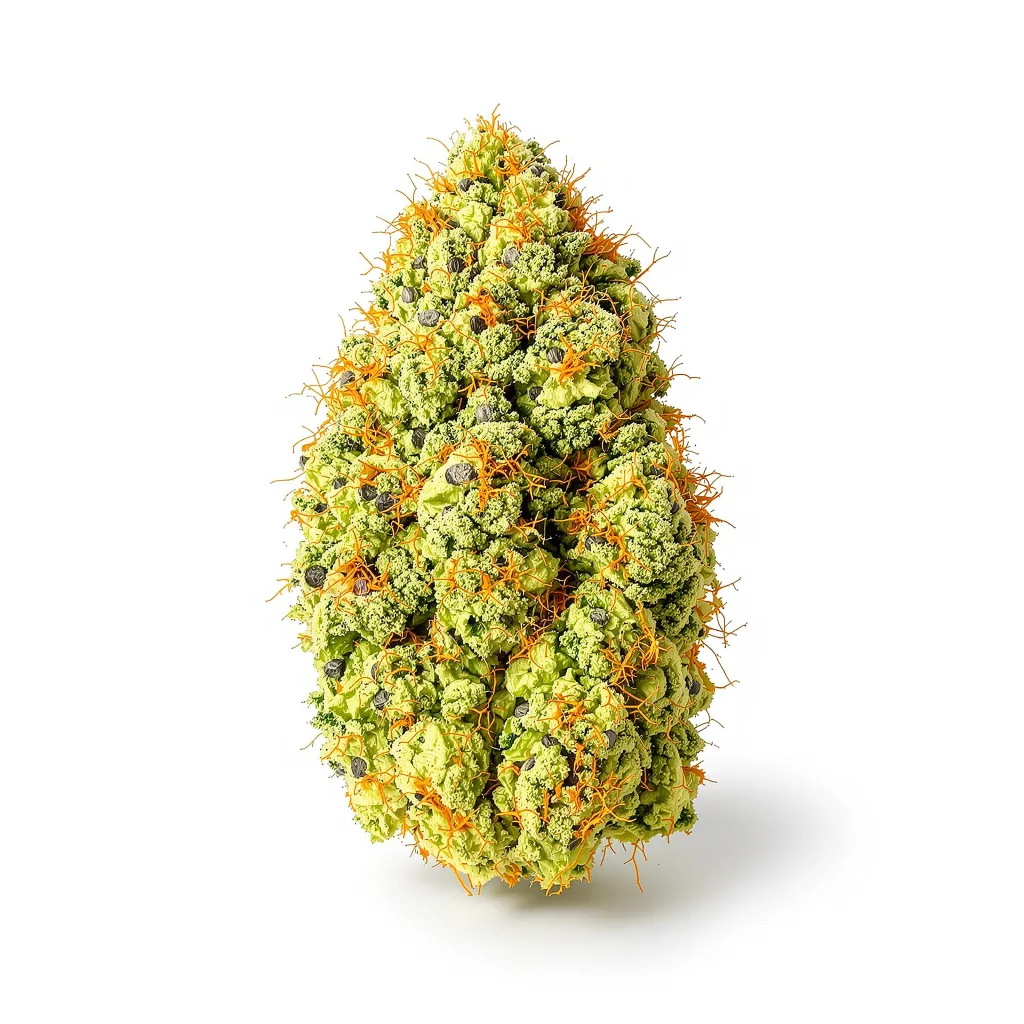 Alaskan Thunder Fuck 24% indica / 76% sativa flower with visible trichomes