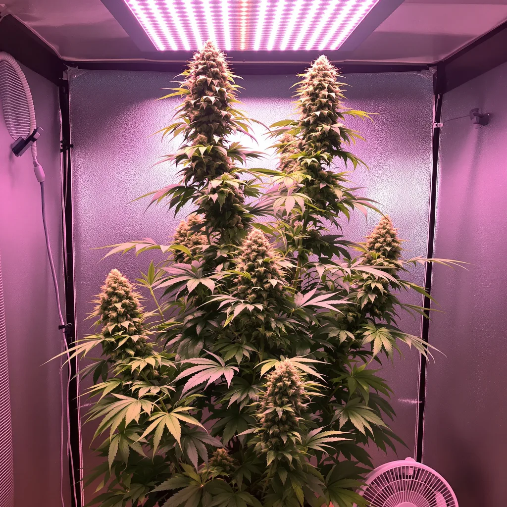 Alpha Blue cannabis plant in flowering stage — Short feminised