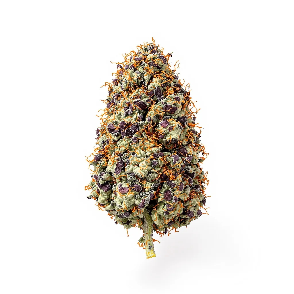 Amazonian 77% indica / 23% sativa flower with visible trichomes