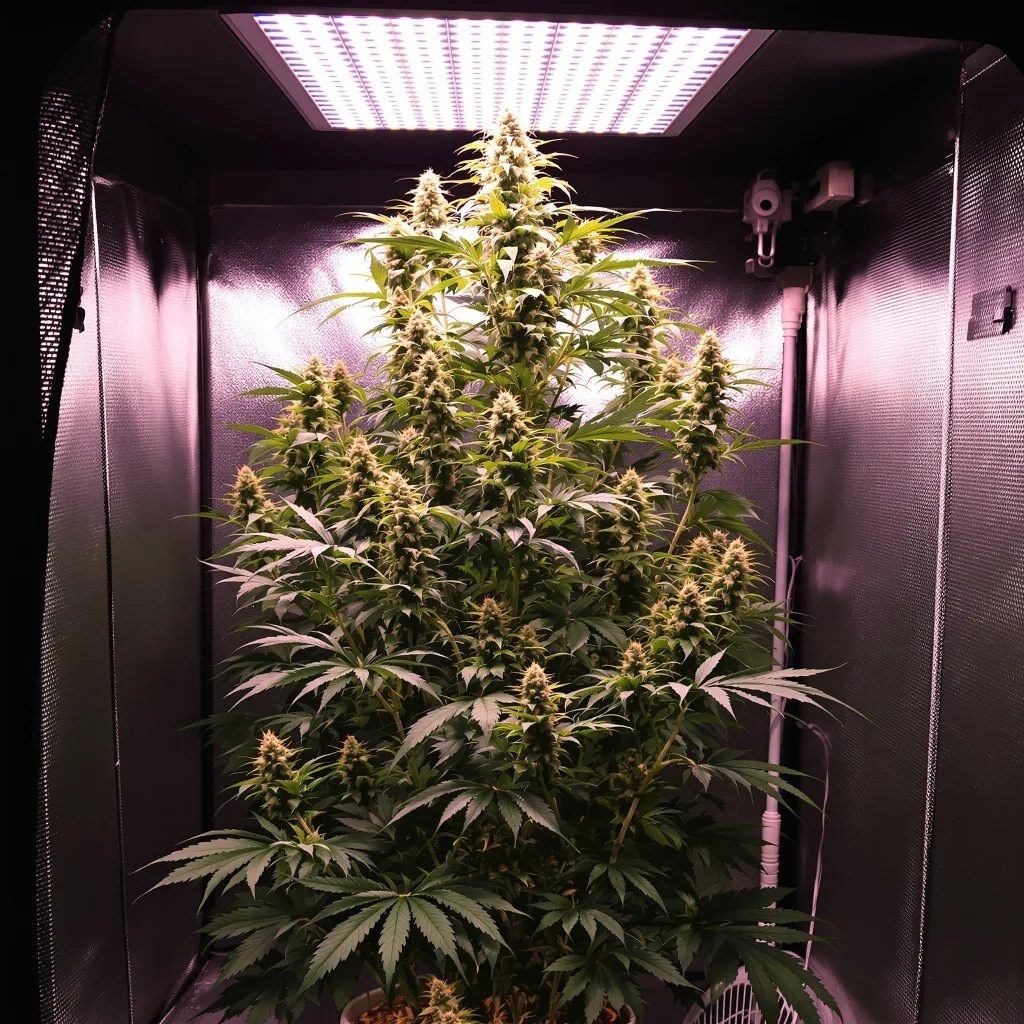 American Haze cannabis plant in flowering stage — 120–160 cm autoflower