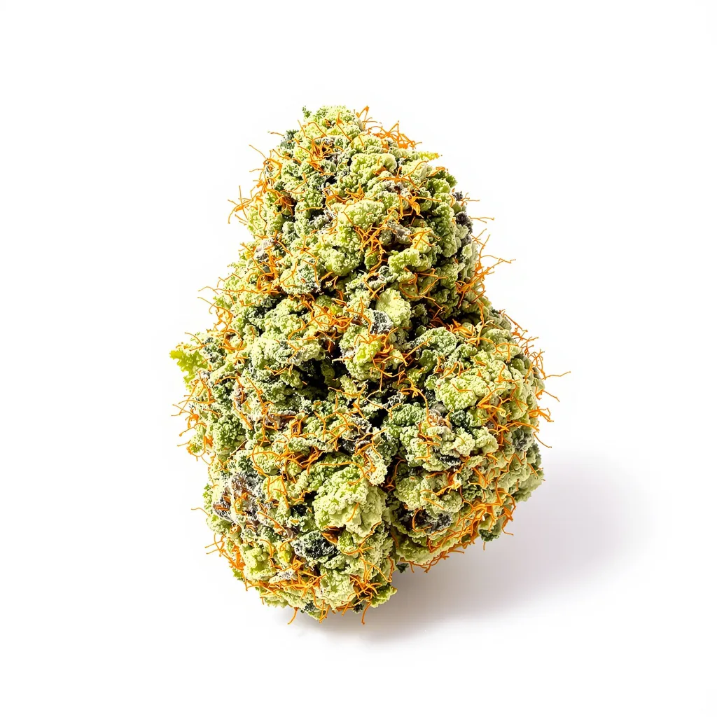 American Haze 16% indica / 84% sativa flower with visible trichomes
