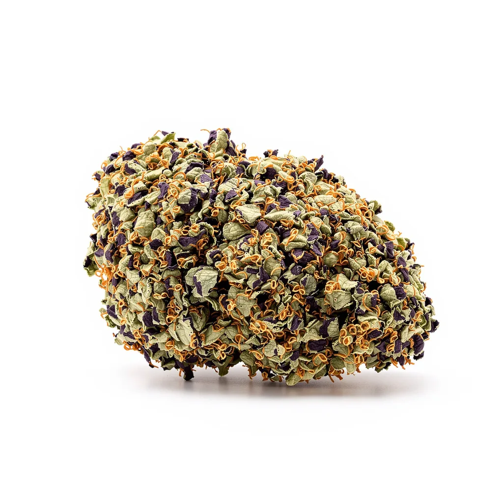 American Kush 76% indica / 24% sativa flower with visible trichomes
