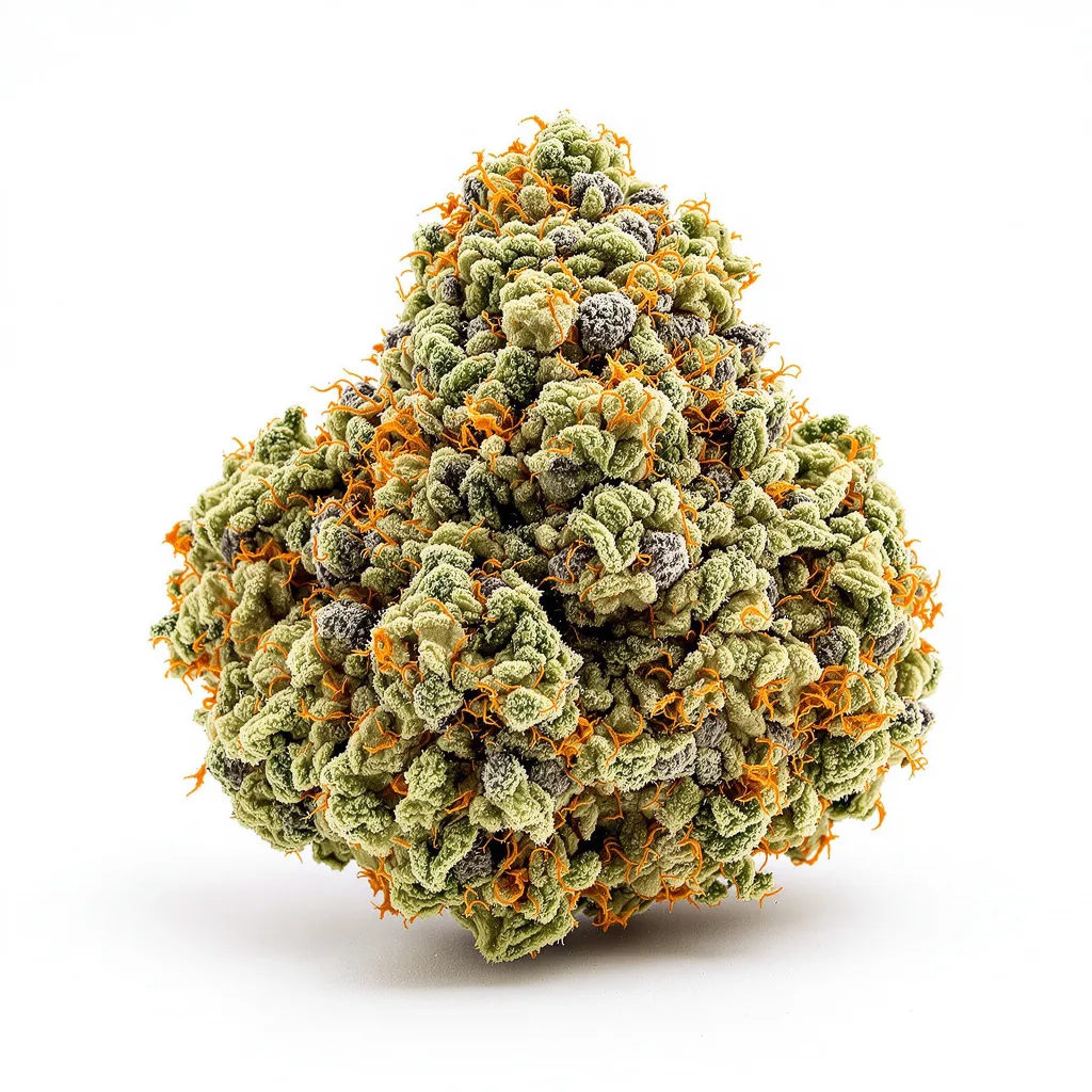 Amethyst 51% indica / 49% sativa flower with visible trichomes
