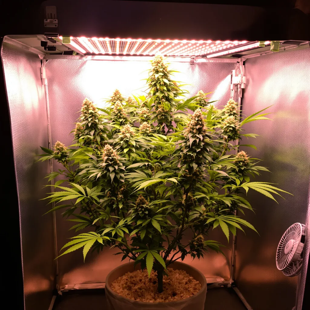 Amsterdam cannabis plant in flowering stage — 100–140 cm feminised