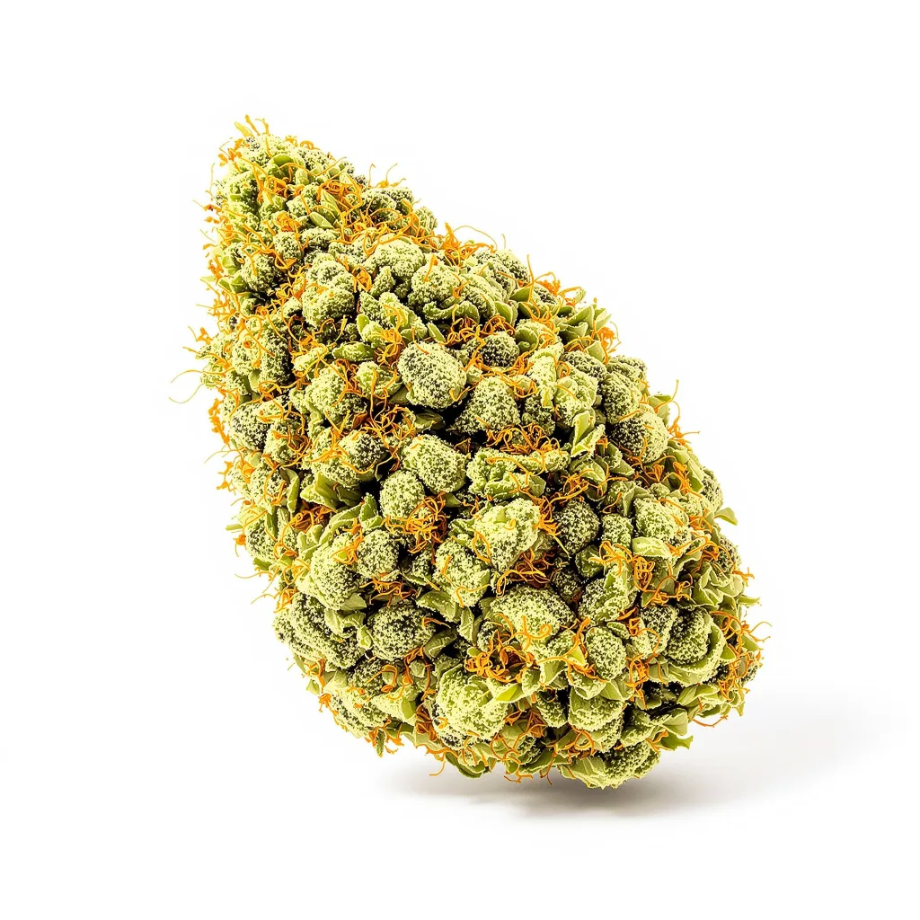 Arctic Sun 24% indica / 76% sativa flower with visible trichomes