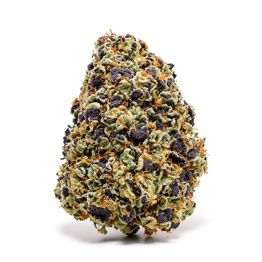 Aurora 76% indica / 24% sativa flower with visible trichomes