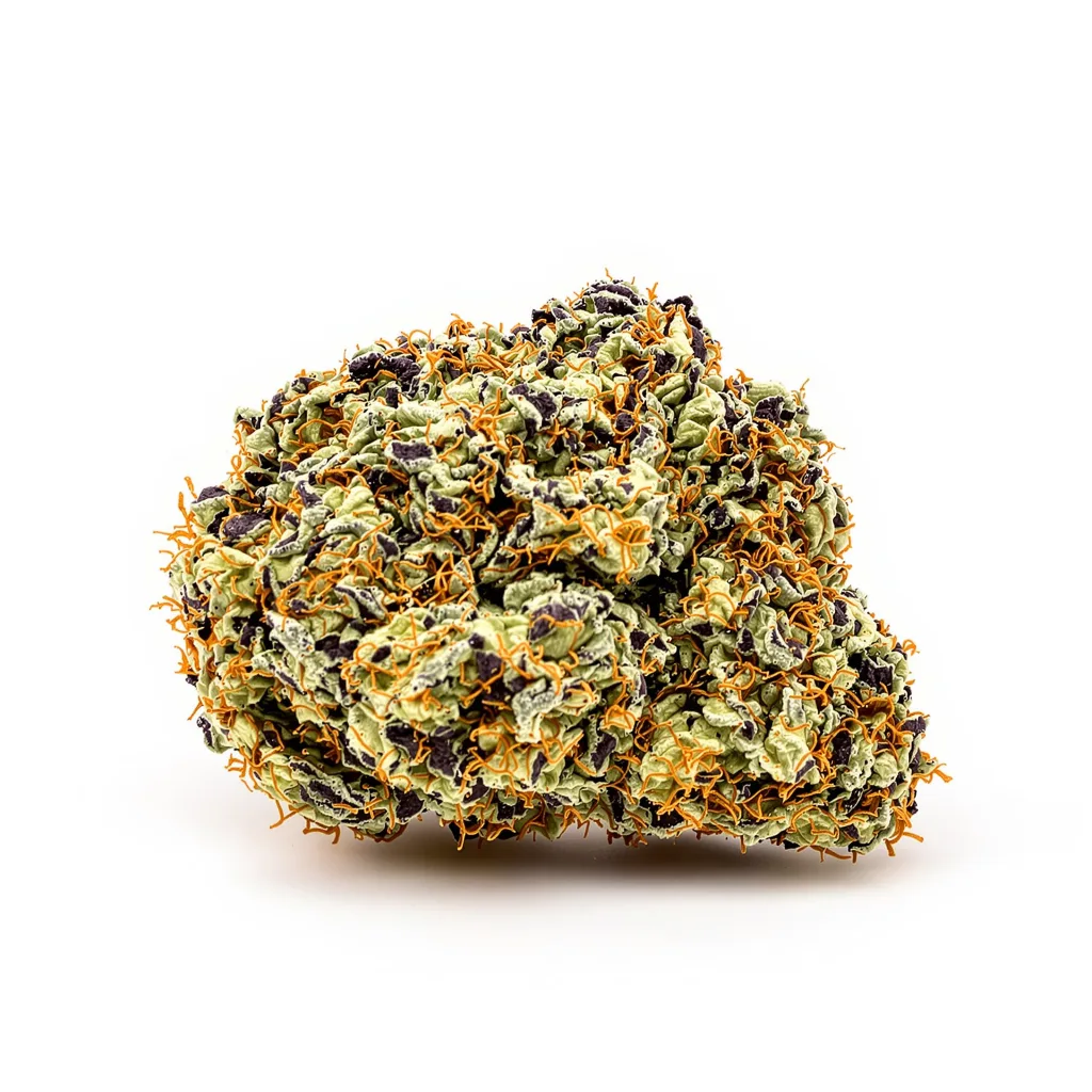Bakerstreet 87% indica / 13% sativa flower with visible trichomes