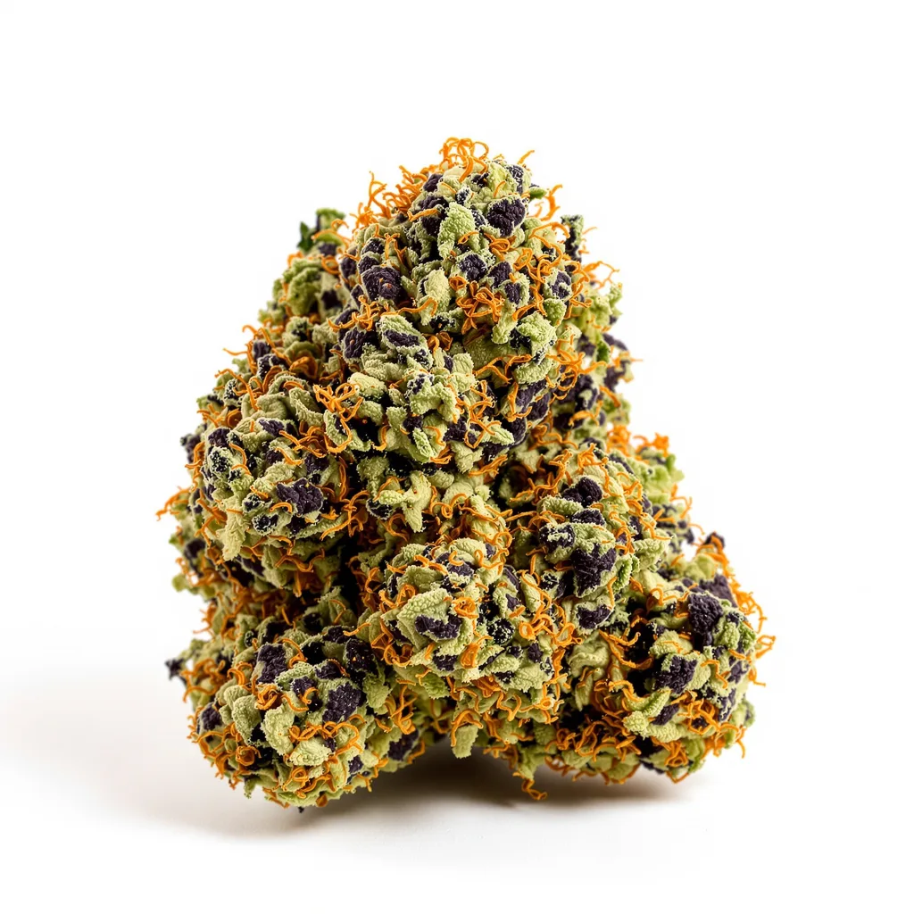 Banana Kush 76% indica / 24% sativa flower with visible trichomes
