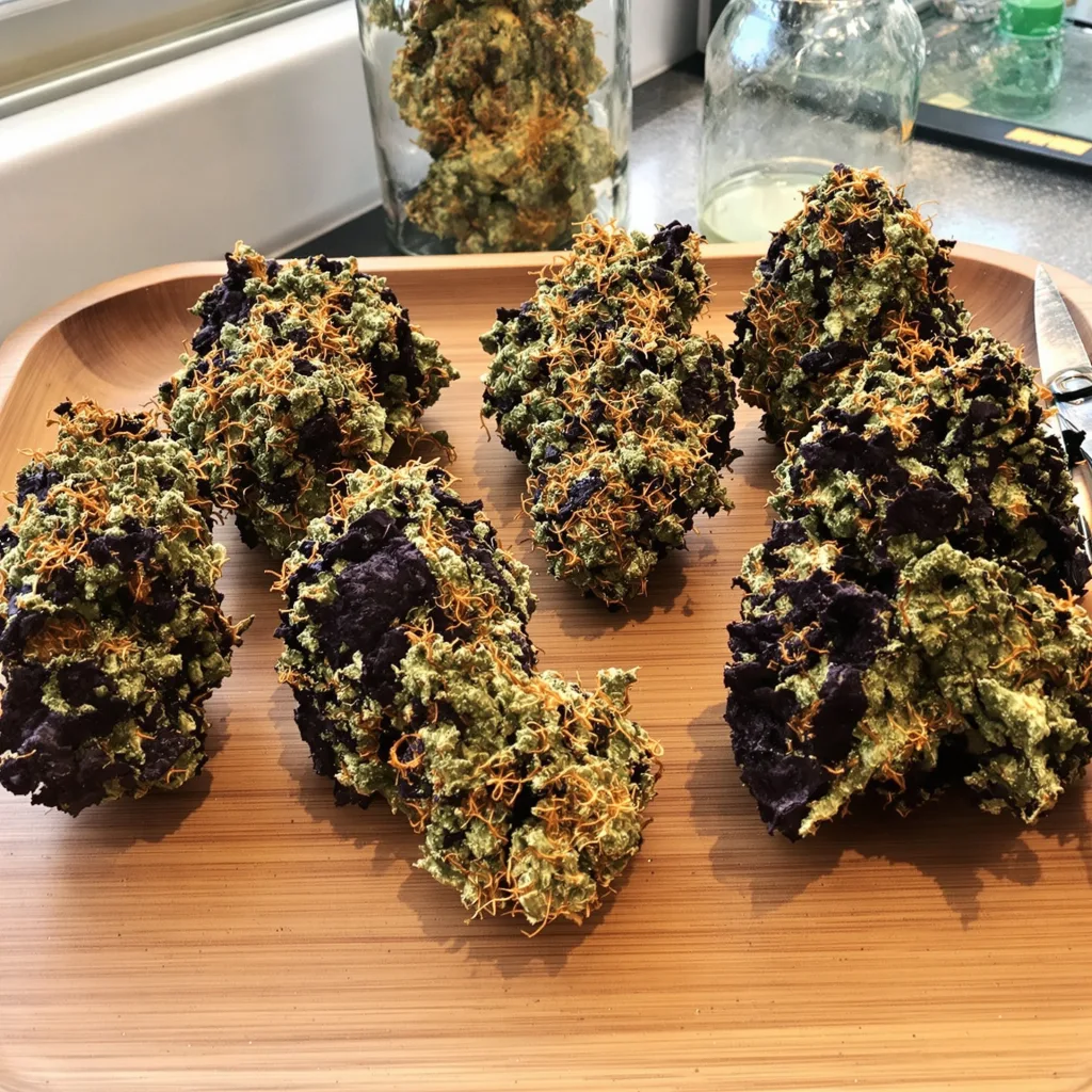 Bay Dream 66% indica / 34% sativa flower with visible trichomes