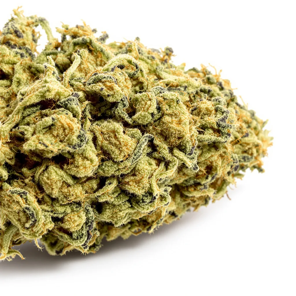 Bear Dance 17% indica / 83% sativa flower with visible trichomes