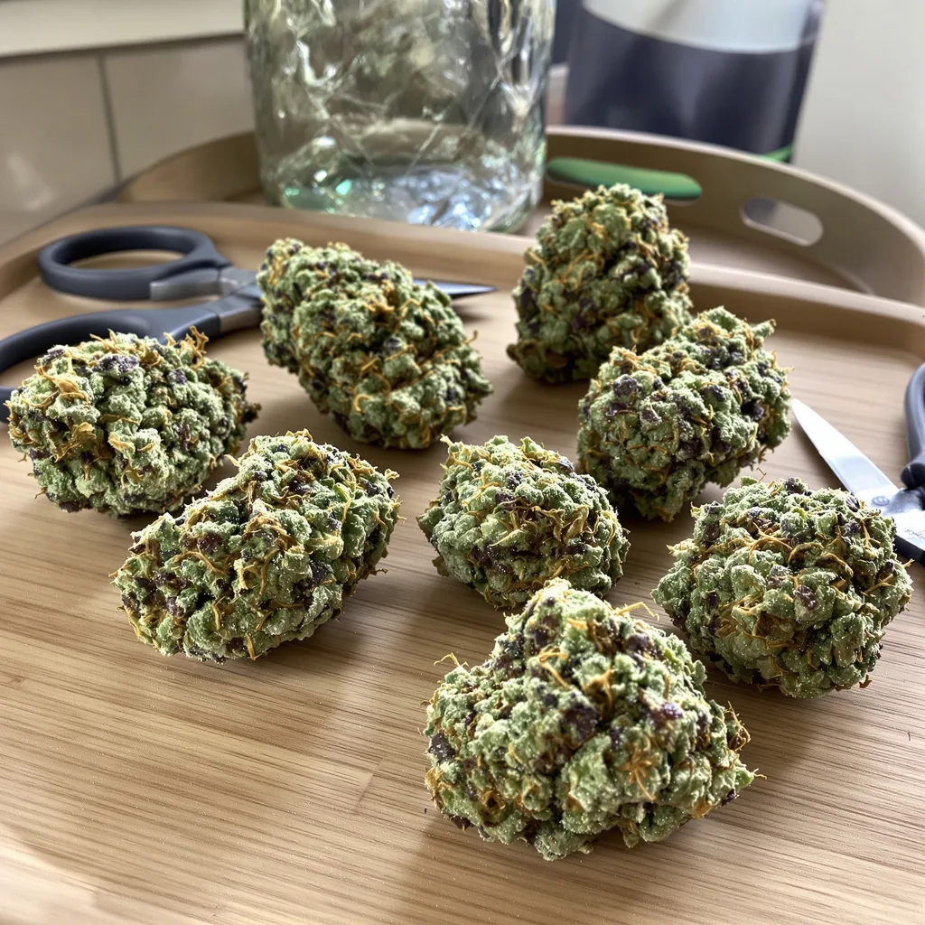 Big Band 37% indica / 63% sativa flower with visible trichomes