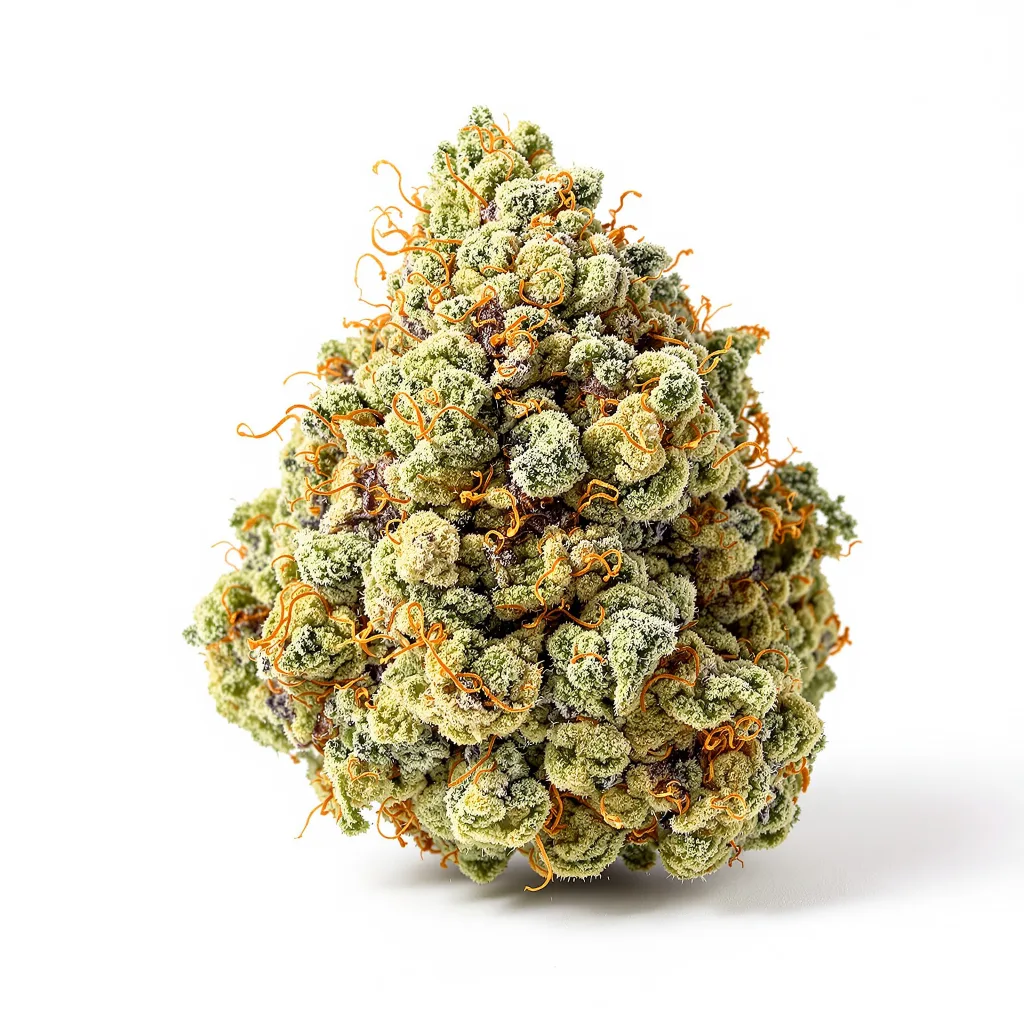 Big Buddha Cheese 60% indica / 40% sativa flower with visible trichomes