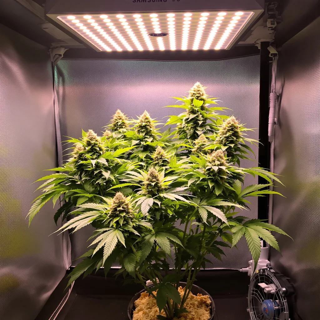 Big Cheese cannabis plant in flowering stage — 90-120 cm. Medium autoflower