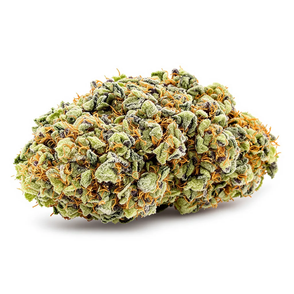 Big Smooth 62% indica / 38% sativa flower with visible trichomes