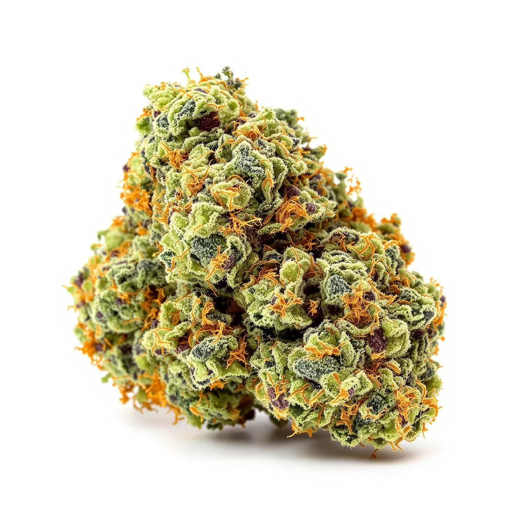 Biker Le Blanc 46% indica / 54% sativa flower with visible trichomes