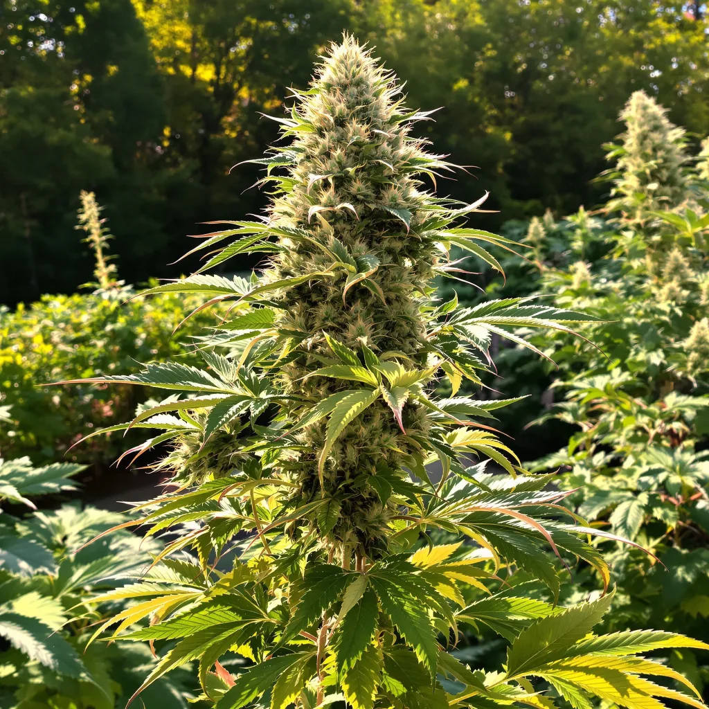 Bio Diesel 42% indica / 58% sativa flower with visible trichomes