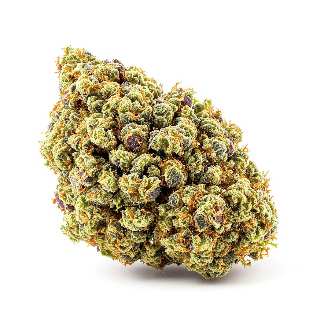 Bio Diesel 42% indica / 58% sativa flower with visible trichomes