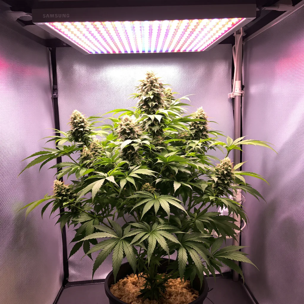 Black Afghan cannabis plant in flowering stage — Small (0-120 cm) feminised
