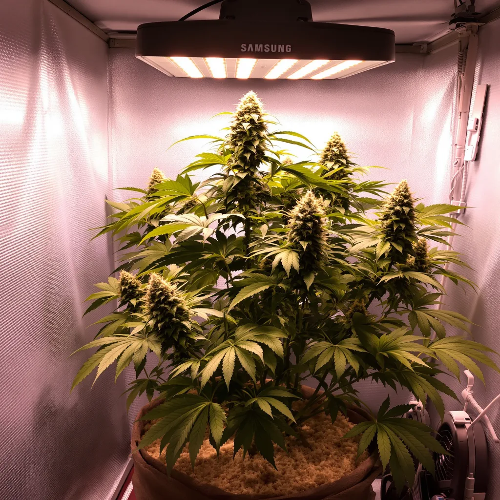 Black Bubba cannabis plant in flowering stage — 160–200 cm feminised