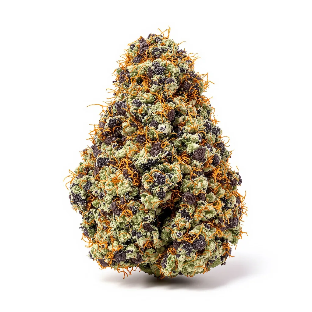 Black Demon OG 72% indica / 28% sativa flower with visible trichomes