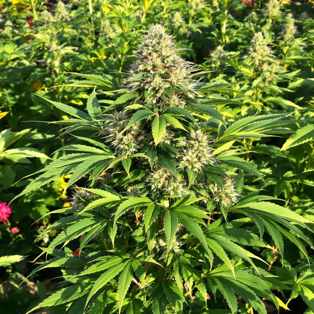 Black Domina 65% indica / 35% sativa flower with visible trichomes