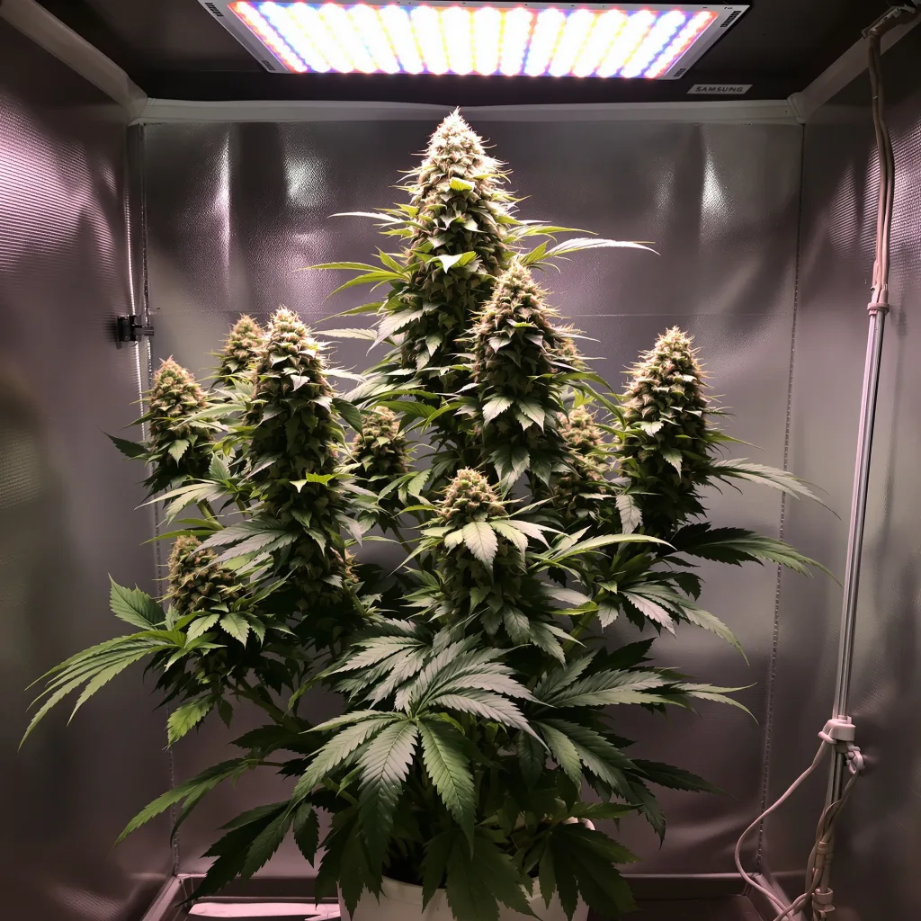 Black Russian cannabis plant in flowering stage — Short feminised