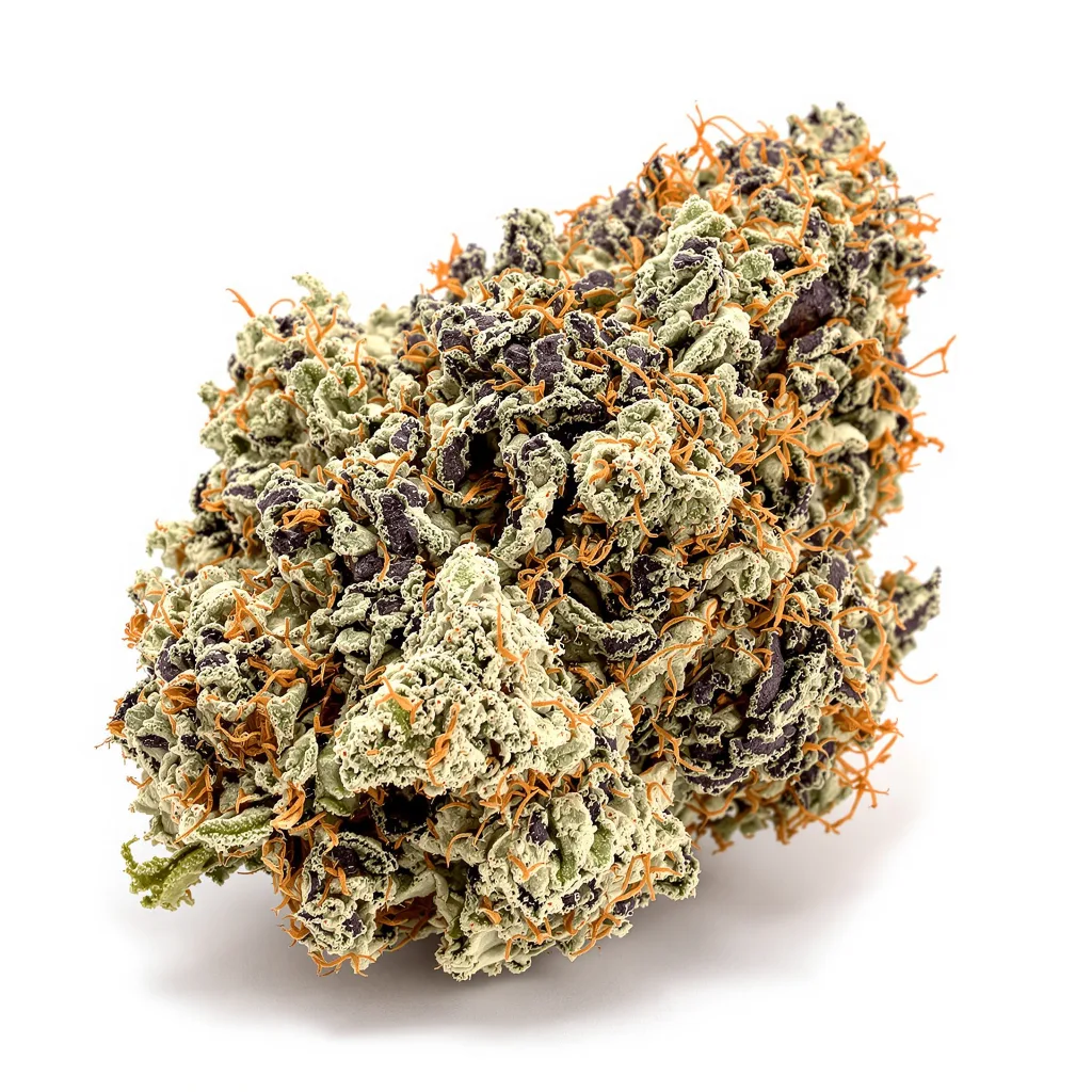 Blackberry 72% indica / 28% sativa flower with visible trichomes