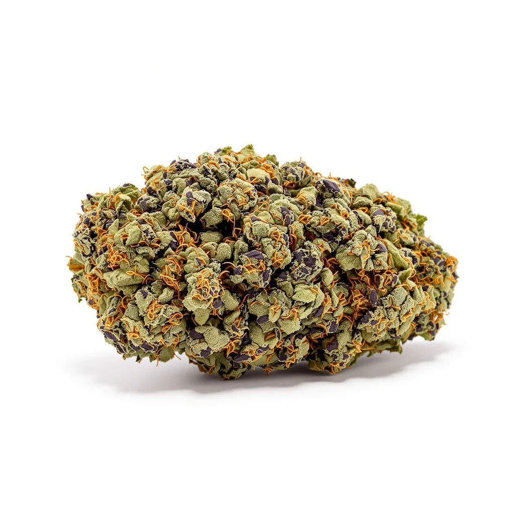 Blackberry Hashplant 76% indica / 24% sativa flower with visible trichomes