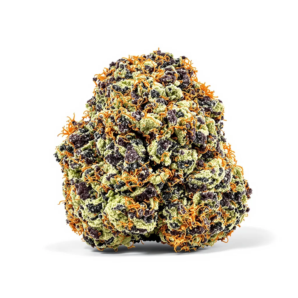 Bloos Kloos 83% indica / 17% sativa flower with visible trichomes