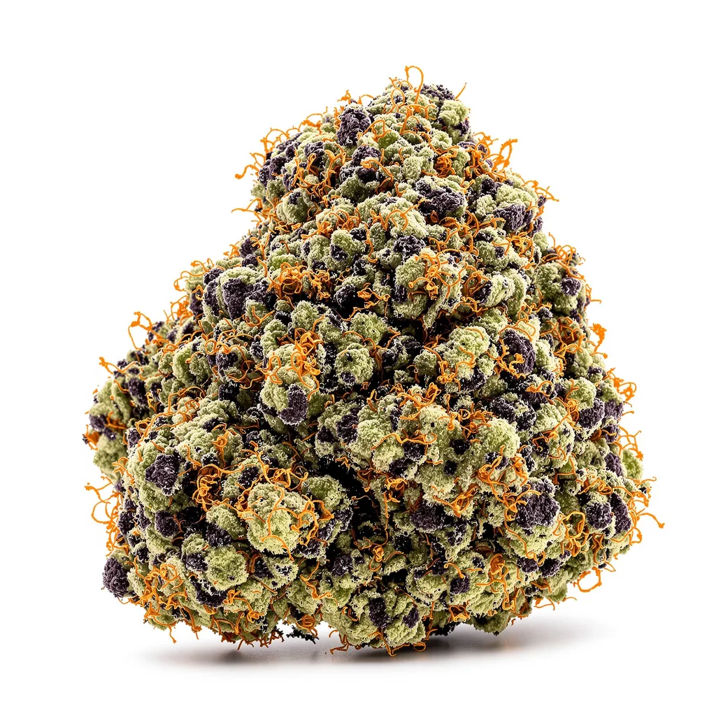 Blue Alien 88% indica / 12% sativa flower with visible trichomes