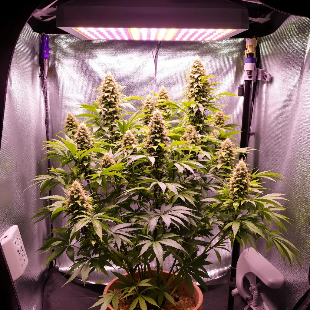 Blue Blood cannabis plant in flowering stage — 90-120 cm. Medium autoflower