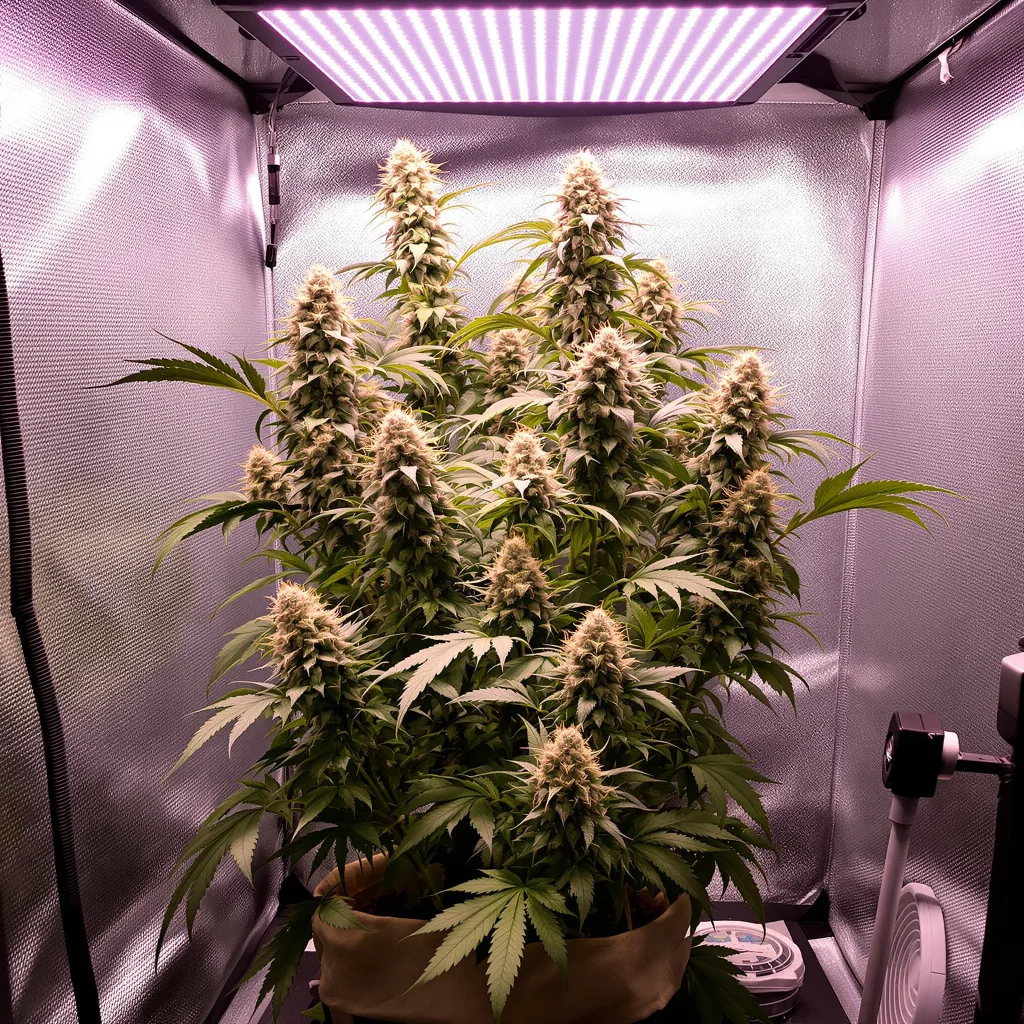 Blue Cookies cannabis plant in flowering stage — Short autoflower