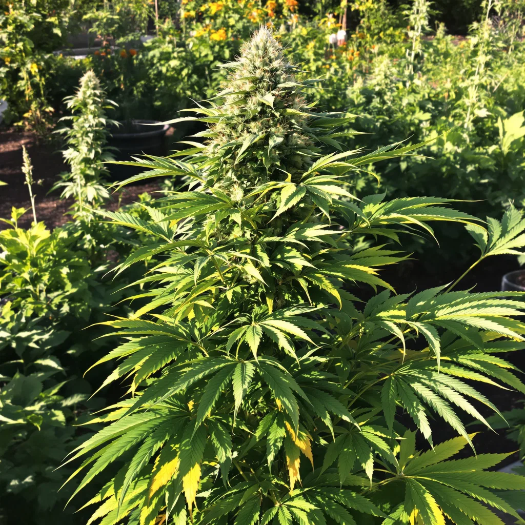 Blue God 67% indica / 33% sativa flower with visible trichomes