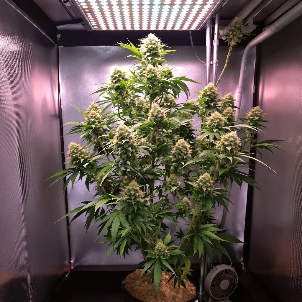 Blue Jay Way cannabis plant in flowering stage — 90-120 cm. Medium autoflower