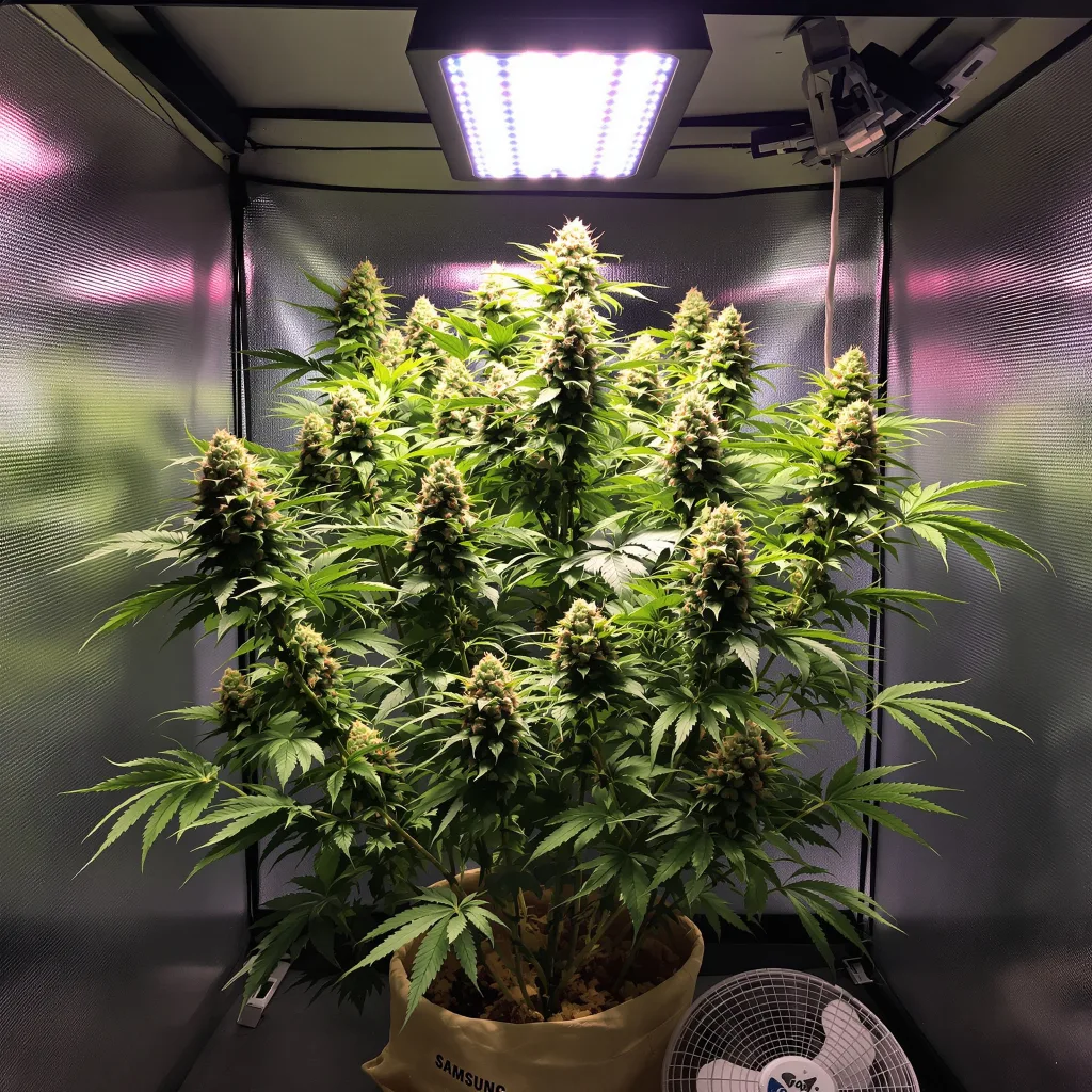 Blue Mango cannabis plant in flowering stage — Short feminised