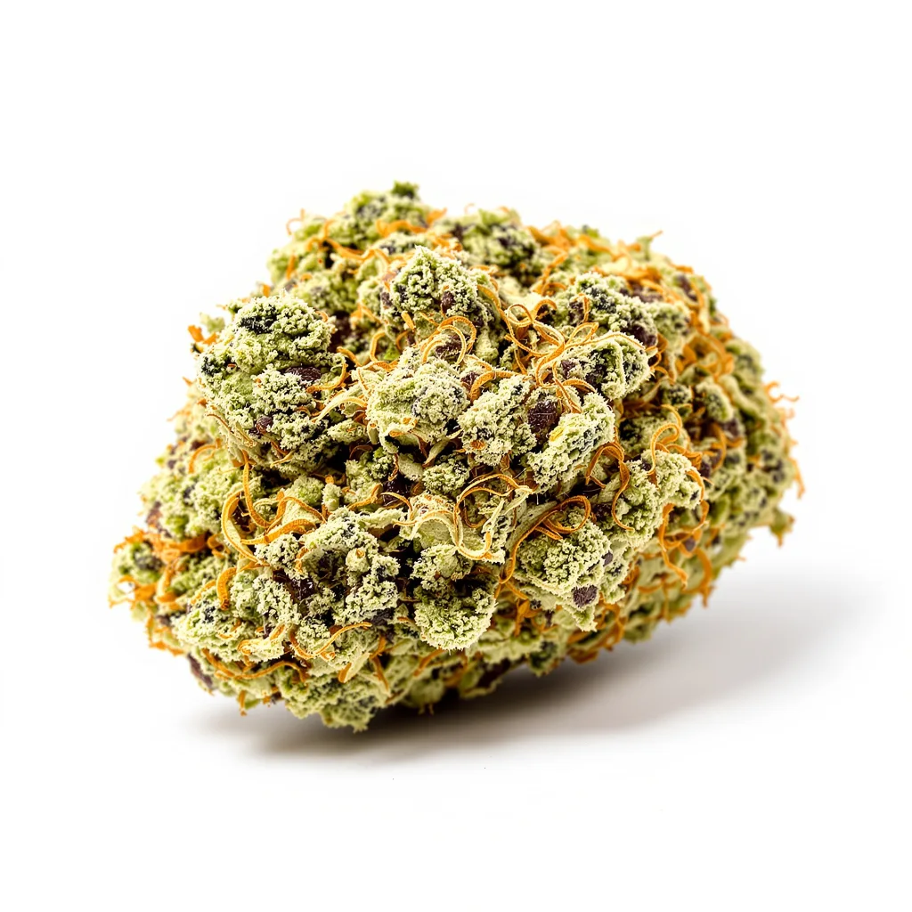 Blue Mango 40% indica / 60% sativa flower with visible trichomes