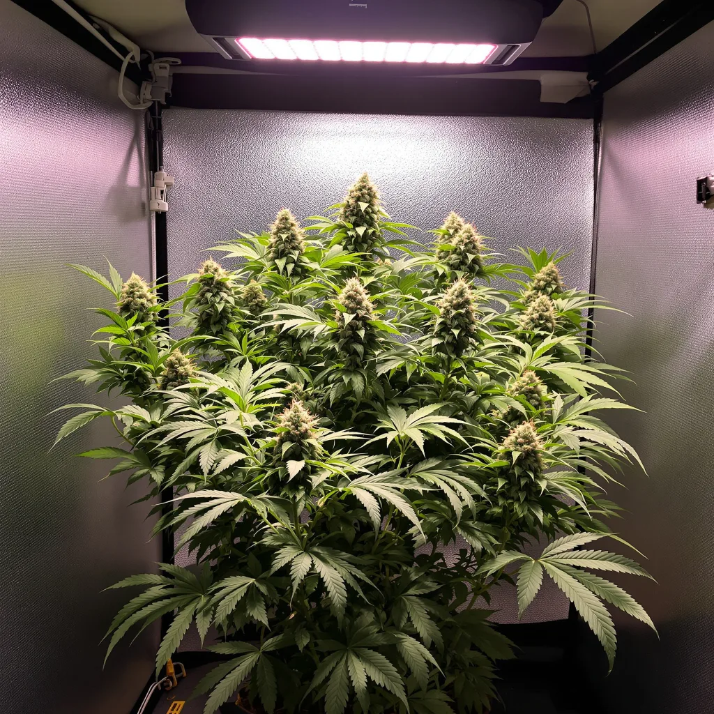 Blue Monster cannabis plant in flowering stage — 90-120 cm. Medium feminised