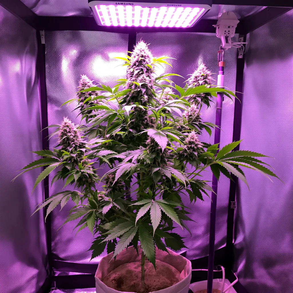 Blue Persuasion cannabis plant in flowering stage — 90-120 cm. Medium feminised