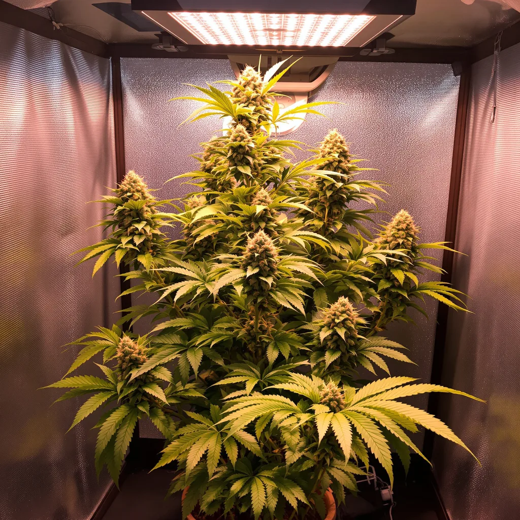 Blue Widow cannabis plant in flowering stage — 100-120cm feminised